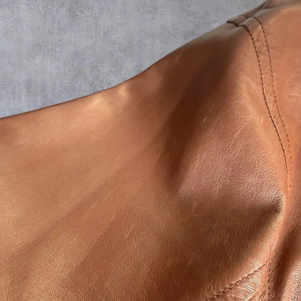 VTG Marco Pierguidi Italian Leather Jacket Mens Med Brown Car Chore Coat Italy⁠